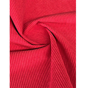 Coupon Velours Côtelé "Huggy" Vermillon - Côtes 5 mm – 50 x 140 cm – Tissu d’Ameublement