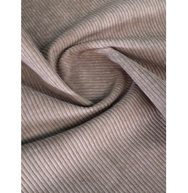Coupon Velours Côtelé "Huggy" Taupe - Côtes 5 mm – 50 x 140 cm – Tissu d’Ameublement