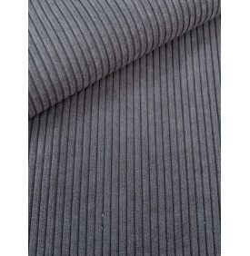 Coupon Velours Côtelé "Huggy" Gris Anthracite – Côtes 5 mm - 50 x 140 cm – Tissu d’Ameublement