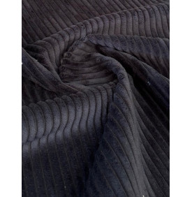 tissu velours côtelé larges côtes 'Futé' coloris Noir – 10 mm – Dimensions : 50 x 70 cm. Tissu LM