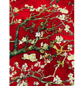 Velours "Amandiers" Rouge - Coupon 50 x 70 cm