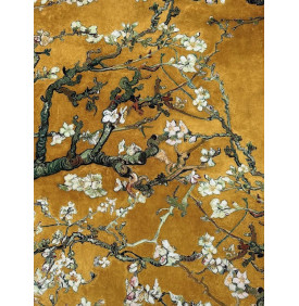 Velours Palatine "Amandiers" – Jaune Ocre - Coupon 50 x 70 cm