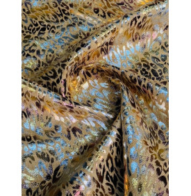 Tissu Jacquard : SAAYA Fauve "Léopard Brillant" - Coupon 50 x 70 cm - Tissus Ameublement