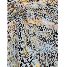 Tissu Jacquard : SAAYA Écru "Léopard Brillant" - Coupon 50 x 70 cm - Tissus Ameublement