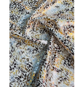 Tissu Jacquard : SAAYA Écru "Léopard Brillant" - Coupon 50 x 140 cm - Tissus Ameublement