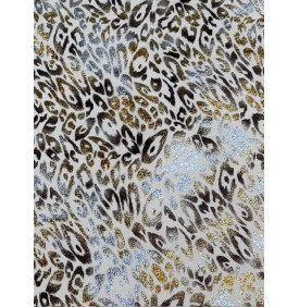 Tissu Jacquard SAAYA – Léopard Métallisé Écru | Coupon 50x70 cm