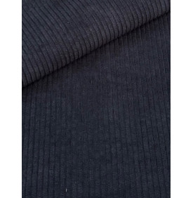 Coupon Velours Côtelé – "Huggy" Noir 5 mm – Tissu d’Ameublement – 50x70 cm