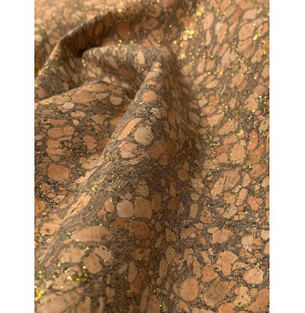 Coupon Liège “Doré Marbré” – 50 x 70 cm – Tissu Liège Souple & Pailleté