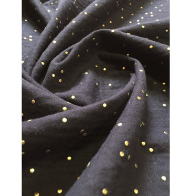 Tissu Double Gaze Glitter – Pimiz Bleu Nuit / Or