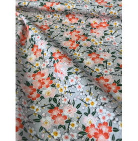 Tissu Coton Imprimé : Chichi. Corail