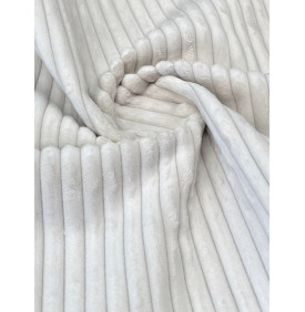 Coupon Tissu Velours Hannibal Écru 15 mm – Grosses Côtes – 50 x 70 cm