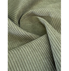 Coupon Velours Côtelé "Huggy" Kaki - Côtes 5 mm – 50 x 140 cm – Tissu d’Ameublement