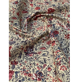 Coupon Coton Enduit “Mini Indienne” Bordeaux – 50 x 160 cm – Tissu Imperméable