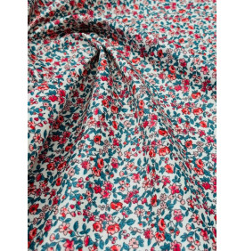 Coton Enduit – Léonie Corail – Fleuri Raffiné | Coupon 50x160 cm