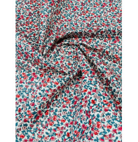 Coton Enduit – Léonie Corail – Fleuri Raffiné | Coupon 50x160 cm