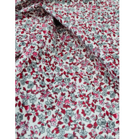 Coton Enduit – Léonie Ivoire/Rose – Mini Fleurs