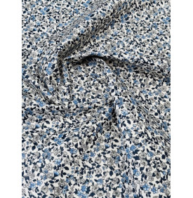 Coupon Coton Enduit “Léonie” Ivoire / Bleu – 50 x 160 cm – Tissu Imperméable