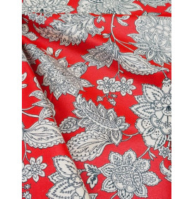 Coton Enduit – Sharma Terracotta – Fleurs Orientales | Coupon 50x160 cm