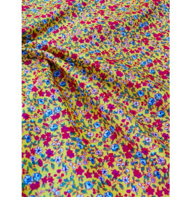 Coton Enduit – Léonie Jaune – Mini Fleurs | Coupon 50x160 cm
