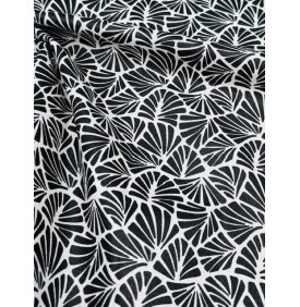 Coton Enduit – Antibes Noir – Éventails Graphiques | Coupon 50 x 160 cm