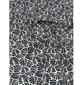 Coton Enduit – Antibes Noir – Éventails Graphiques | Coupon 50 x 160 cm