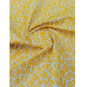 Coton Enduit – Antibes Jaune – Éventails Graphiques | Coupon 50 x 160 cm