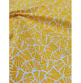 Coton Enduit – Antibes Jaune – Éventails Graphiques | Coupon 50 x 160 cm