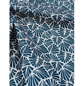 Coton Enduit – Antibes Pétrole – Éventails Graphiques | Coupon 50 x 160 cm