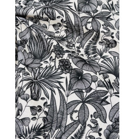 Coton Enduit – Java Blanc/Noir – Jungle Graphique