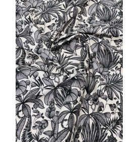 Coton Enduit – Java Blanc/Noir – Jungle Graphique