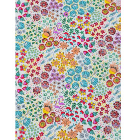 Coton Enduit – Summer Vibes Ivoire – Fleurs & Coquillages – Coupon 50 x 160 cm