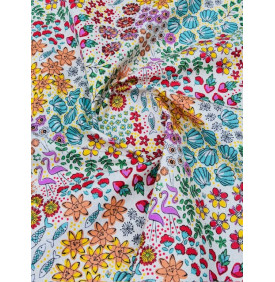 Coupon Coton Enduit “Summer Vibes Ivoire” – 50 x 160 cm – Tissu Imperméable