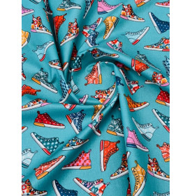 Coupon Coton Enduit – Baskets Bleu – Tissu Imperméable – Coupon 50 x 160 cm