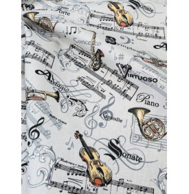 Coton Enduit – Virtuoso Gris – Partitions & Instruments – Coupon 50 x 160 cm