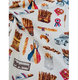 Coton enduit – Baguette française – Ivoire – Esprit boulangerie – Coupon 50 x 160 cm