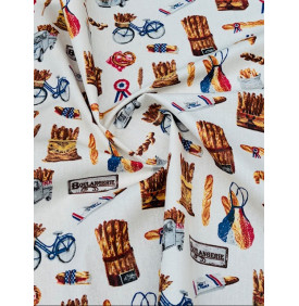 Coton enduit – Baguette française – Ivoire – Esprit boulangerie – Coupon 50 x 160 cm