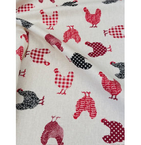 Coton enduit – Mini Poulette rouge – Esprit campagne – Coupon 50 x 160 cm