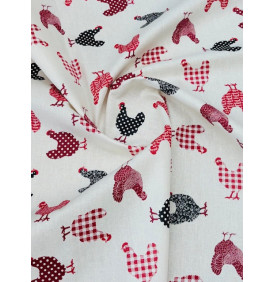 Coupon Coton Enduit – Mini Poulette Rouge – Tissu Imperméable – Coupon 50 x 160 cm
