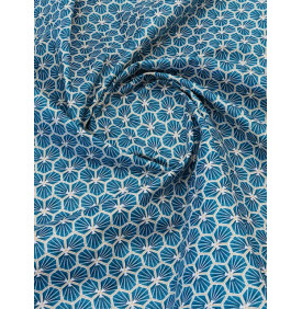 Coton Enduit – Riad Bleu Canard – Motif Géométrique | Coupon 50x160 cm