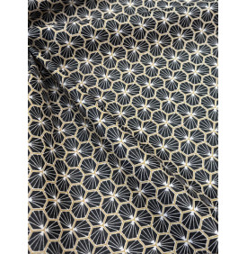 Coton Enduit – Riad Noir – Motif Géométrique | Coupon 50x160 cm