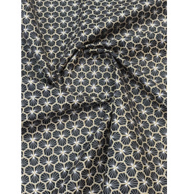 Coupon Coton Enduit "Riad" Noir – 50 x 160 cm – Tissu Imperméable & Déco