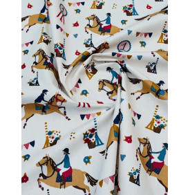 Coupon Coton Enduit "Jumping" Multicolore – 50 x 150 cm - Tissu Imperméable