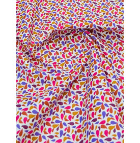 Coupon Coton Enduit "Otma" Caramel/ Violet – 50 x 150 cm - Tissu Imperméable