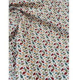 Coton Enduit – Otma Kaki Rose – Petites Feuilles – Coupon 50 x 150 cm
