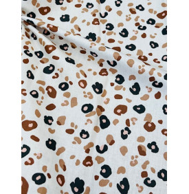 Coupon Coton Enduit : Felyna Écru/ Marron – 50 x 150 cm - Tissu Imperméable