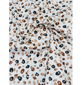 Coton Enduit – Felyna Écru Marron – Motif Léopard – Coupon 50 x 150 cm