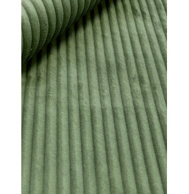 Velours larges côtes 10 mm kaki (400 g/m²) – Coupon 50x70 cm, doux, épais et résistant.