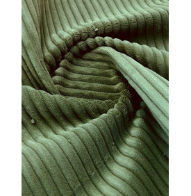 Velours larges côtes 10 mm kaki (400 g/m²) – Coupon 50x70 cm, doux, épais et résistant.