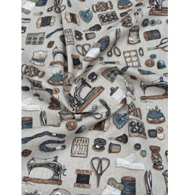 Coupon Toile Palace "Bobines" Gris - 50 x 140 cm - Tissu Ameublement