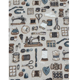 Coupon Toile Palace "Bobines" Gris - 50 x 140 cm - Tissu Ameublement